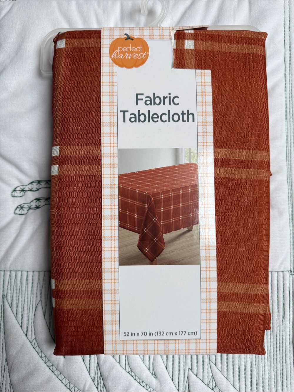 Perfect Harvest Fall Plaid Fabric Tablecloth-52x70-New